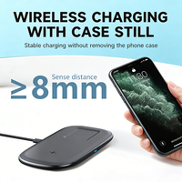 Chargeur sans fil ultra-plat 15W 2 en 1 en gros, station de charge double pour iPhone et AirPods