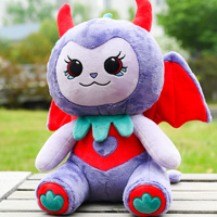 Nouvelle Peluche Démon Personnalisée Adorable Violette avec Ailes Rouges, Jouet Doux Kawaii, Design Anime, Peluche à Câliner
