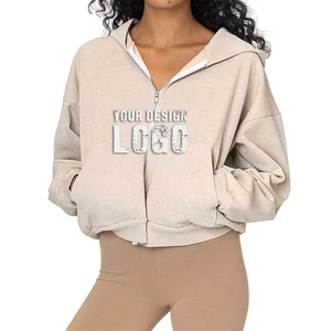 Sweat-shirt à capuche pour femme de haute qualité, décontracté, à épaules tombantes, fermeture éclair intégrale, veste de sport d'extérieur, ample, à fermeture éclair, manteau pour femme - Product Image 3