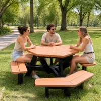 Ensemble de table et de chaises de patio extérieur, meubles de jardin en PE WPC, résistant aux intempéries, imperméable, design moderne, pour cour arrière, véranda