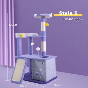Torre Tiragraffi per Gatti in Legno, Grande e Moderna, con Castello in Sisal Viola Fantasia, Stile Fantasyland, per Arrampicata e Arredamento Appartamento - Product Image 4