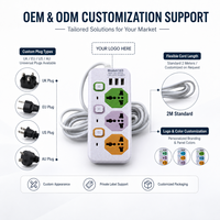 Multiprise universelle 3 prises CA avec 3 ports USB et interrupteurs séparés pour maison, bureau, chambre, dortoir, salon