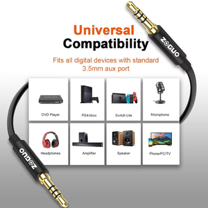 ZOGUO Professional 1m <strong>AUX</strong> <strong>Cable</strong> Microphone Function Gold Plated 3.5mm Plug Adapter PVC for Universal <strong>Mobile</strong> MP3 Players <strong>Speakers</strong> - Product Image 4