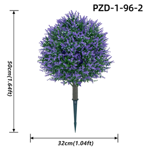 Boule de lavande artificielle violette avec piquet de fixation au sol, fausse plante ronde pour aménagement paysager extérieur, jardin et cour, vente en gros - Product Image 6