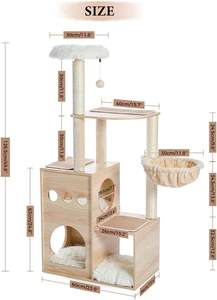 Indoor Katze Holz Kratz baum Wohnung Klettert urm Sisal bedeckt Kratz baumhaus - Product Image 5