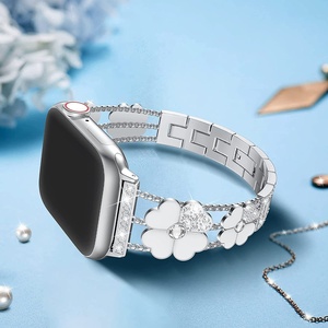Correa de reloj inteligente Upro para mujer, delgada, con cristal de trébol de cuatro hojas y metal, para Apple Watch Series 8, 9, 10, Ultra, SE, 42, 44, 45, 46 mm - Product Image 2