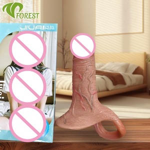 Wiederverwendbarer Geformter Silikon-<span class=keywords><strong>Dildo</strong></span> mit Penishülle-Verlängerung Zwei-in-Eins Erwachsenenspielzeug - Umweltfreundlich Weich Wasserdicht & Tragbar - Product Image 4