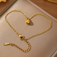 Bracelet simple et polyvalent avec pendentif goutte d'eau, bijoux en acier inoxydable doré de luxe léger, bracelet pour femmes