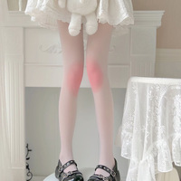Bas montants blancs style mignon pour femme, en laine/nylon, transparents, invisibles, résistants à la déchirure, avec pied.
