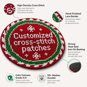 Patchs brodés personnalisés à effet décoratif exceptionnel, en gros, badges ronds avec slogan couronne de Noël pour sacs et chapeaux - Product Image 5