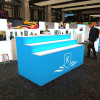 Nouvelle arrivée : Table de présentation sans cadre en aluminium avec éclairage LED, promotion SEG à 3 niveaux pour expositions, salons professionnels et équipements commerciaux