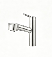 Robinet de lavabo flexible à douchette extractible, certifié NSF, sans plomb, en acier inoxydable, monocommande, céramique, nickel brossé, à poser sur comptoir, pour hôtel