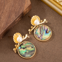 Boucles d'oreilles en coquille d'ormeau naturelle et boîtes à bijoux personnalisées et cartes de remerciement avec logo, livraison directe