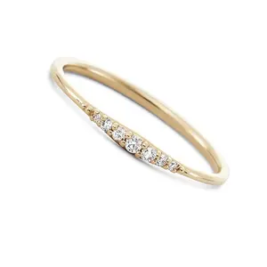 Anillo de compromiso de oro de 14 quilates con diamantes naturales, joyería fina de oro de 14 quilates, estilo minimalista, G-H