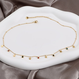 Collar de Clavícula de Acero Inoxidable Chapado en Oro con Estrella de Circonio para Mujer, Joyería de Moda de Lujo para Regalo de Cumpleaños - Product Image 3