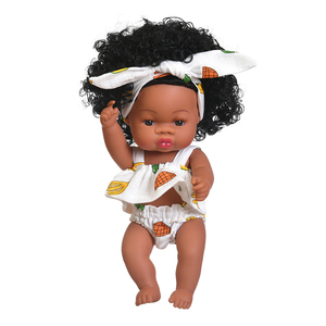Vente en gros Poupée bébé en vinyle personnalisée 35cm Poupée noire nouveau-né Jouets bébé fille Poupées noires pour filles - Product Image 1