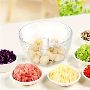 Hachoir Manuel à Ail, Coupe-Légumes à Cordon, Hachoir Multifonctionnel pour Oignons, Gingembre, Fruits, Noix, Robot Culinaire de Cuisine - Product Image 4