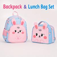 Ensemble sac à dos et sac à déjeuner pour enfants, 3-6 ans, garçons et filles, motif ours mignon, polyester, cartable préscolaire