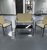 Ensemble de mobilier de patio extérieur moderne 4 pièces en fer forgé avec canapé de jardin et table en métal pour salle à manger, parc, hall, atelier
