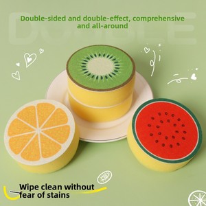 Afwasspons Keuken Gebruik Fruitprint Vlies Ronde Reinigingsdoek Dubbellaags Absorberend Ontsmettingsmiddel Schuursponsje - Product Image 2
