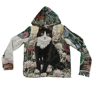 Sudadera con Capucha de Tapiz Tejido Personalizado del Fabricante Poleron, Sudadera con Capucha de Primavera de Poliéster/Algodón con Diseño de Tapiz Rodman - Product Image 3
