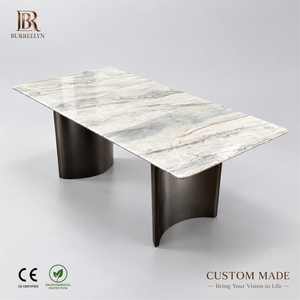Mesa de Comedor Ovalada Personalizada de Mármol Blanco Calacatta, Muebles de Piedra de Lujo para Hogares y Hoteles, Diseño de Mármol Elegante Premium - Product Image 1