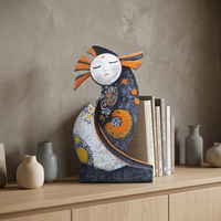 Sculpture en résine marbrée de femme de style tribal abstrait, figurine ethnique, statue d'art, ornement de bureau, couleur pleine, luxe moderne