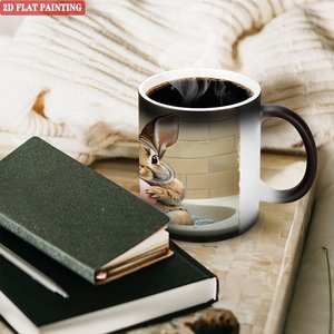 Frosted Black 11oz <b>Ceramic</b> Mug Heat Sensitive Blank <b>Cup</b> For Festival Gift - Product Image 3