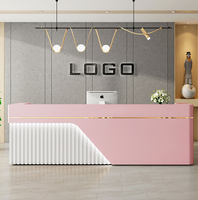 Mobilier moderne pour hôtel, comptoir en bois MFC avec logo personnalisé, réception de bureau blanche, table d'entrée pour salon de beauté, bar