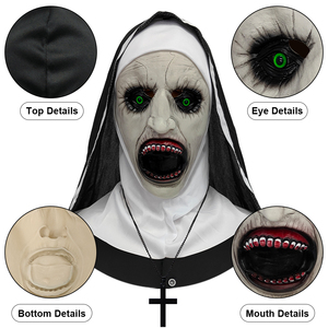 Máscara de Látex con Boca Abierta, Monja, Diablo, Cara Aterradora, Disfraz de Halloween, Cosplay, Accesorios de Terror, Personalizable - Product Image 3
