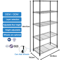 Étagère de stockage d'entrepôt réglable à 5 étagères sur roulettes de 4 ''organisateur en métal support métallique pour garage de bureau à domicile