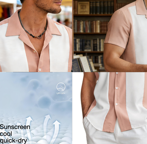 Camicie da uomo a <span class=keywords><strong>maniche</strong></span> <span class=keywords><strong>corte</strong></span>, vestibilità aderente, antipiega, casual, con bottoni. - Product Image 6