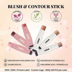 Barra de Colorete en Crema de Doble Punta con Brocha, Resistente al Agua, Vegano, Iluminador y Contorno para Rostro, Maquillaje con Logotipo Personalizado - Product Image 3