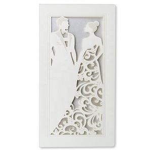 Detalles de la región europea elegante invitación de corte láser para novia y novio con impresión en color blanco - Product Image 2