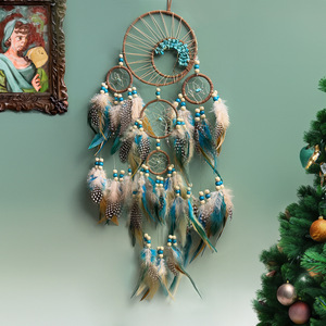 <span class=keywords><strong>Atrapasueños</strong></span> Turquesa, Árbol de la Vida Indio, Adorno Colgante, Campana de Viento con Plumas Coloridas, Decoración de Pared - Product Image 1