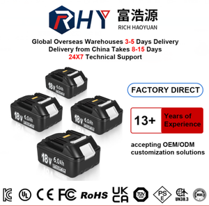 <span class=keywords><strong>Batterie</strong></span> lithium-ion de remplacement 18V 6000mAh 18650 5S2P certifiée CE avec protection BMS contre les surcharges pour meuleuse d'angle - Product Image 1