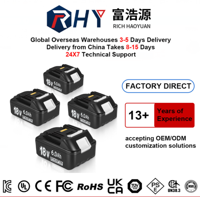 Replacement 18V 6000mAh 18650 5S2P Lithium Ion Battery CE Certified With BMS Protection Overcharge for Angle Grinder