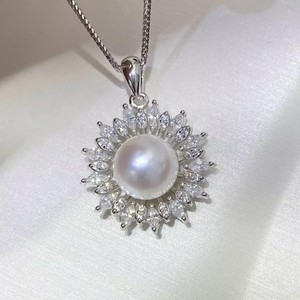 Pendentif en argent S925 31354DIY avec perles de 8-10 mm, porte-écharpe féminin, cache-cernes, accessoires de mode pour colliers, perles DIY - Product Image 3