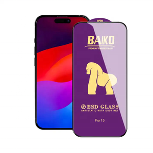 Protection d'écran en verre trempé anti-statique ESD 0,4 mm, bords incurvés, anti-poussière pour <span class=keywords><strong>iPhone</strong></span> 15 Pro Max 13 9H - Product Image 1