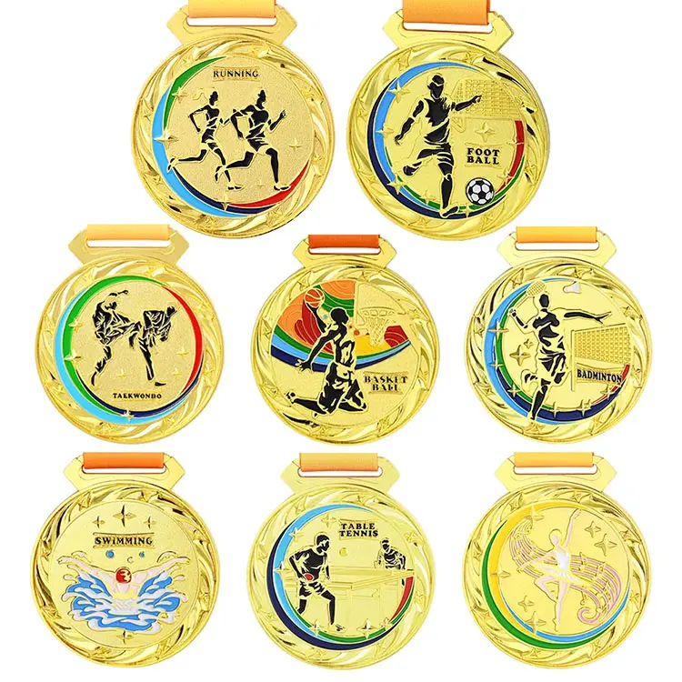 Produttore di Design gratuito medaglia di metallo premio sportivo personalizzato ginnastica danza Baseball pallavolo basket calcio medaglie di calcio