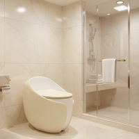 Sanitaires faciles à nettoyer, à poser au sol, vente chaude, chasse d'eau siphonique super puissante Tornado, forme d'œuf, couleur kaki, toilettes monobloc pour salle de bain