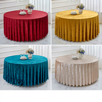 Nappe de table d'hôtel moderne en polyester, épaisse, grande, couleur unie, velours, jupe de table pour banquet de mariage, vente en gros