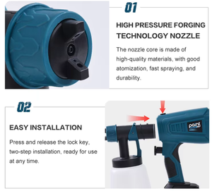 Herramientas portátiles con baterí<span class=keywords><strong>a</strong></span> de litio, <span class=keywords><strong>pistola</strong></span> pulverizadora eléctrica inalámbrica de alta presión de 21V, pulverizador de pintura, pulverizador sin aire - Product Image 3