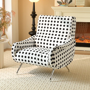 Fauteuil simple moderne en tissu à pois, chaise de salon moelleuse avec pieds en métal, fauteuil décontracté design pour la maison ou le balcon - Product Image 1