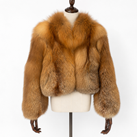 Poncho pour femme en fourrure de renard doré pleine fourrure, col montant, court, coupe-vent, teint uni, col cheminée, véritable fourrure, pour l'hiver