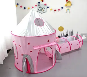 AIOIAI 3 In 1 Kids Game Tent with Tunnel Castle Toy Princess Pop Up Toy Playhouse with Ball Pool Space