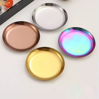 10cm Rond dienblad van roestvrij staal voor snacks, snoep, sieraden, cosmetica, op maat gemaakte metalen fruit- en taart serveerschalen