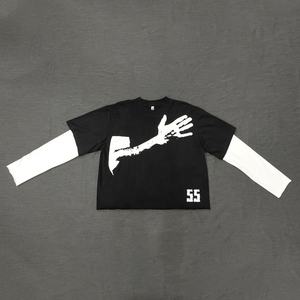 Streetwear personnalisé chemise pour hommes chemise à manches double couche t-shirt unisexe 2 en 1 double couche à manches longues t-shirt à manches longues pull à manches longues - Product Image 2