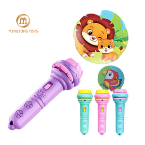 Trẻ em giáo dục sớm nhận thức đồ chơi động vật hoạt hình mô hình sáng lên đèn pin chiếu - Product Image 1