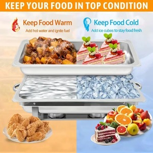 Ensemble de chauffe-plats en acier inoxydable à alcool, tendance, neuf d'usine, 9 ensembles, argent, chauffe 12 heures, récipient pour mariage, fête, table - Product Image 5